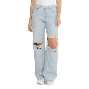 BNWT Free People Women's Light Blue Distressed Flare Jeans
